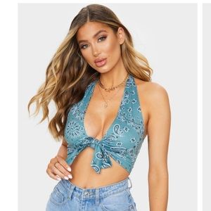 Teal Bandana Halter Top